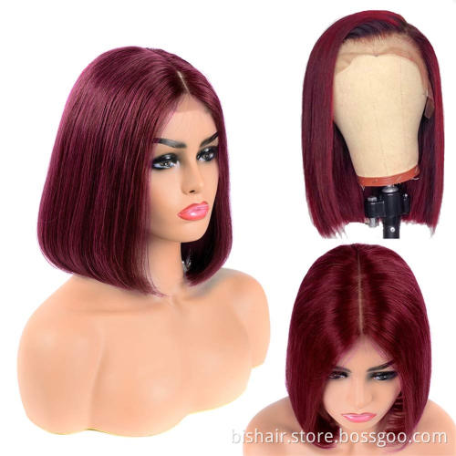 99J short lace front lace real human hair wig Brazil straight hair wave head wig natural wig suitable for female wholesalers